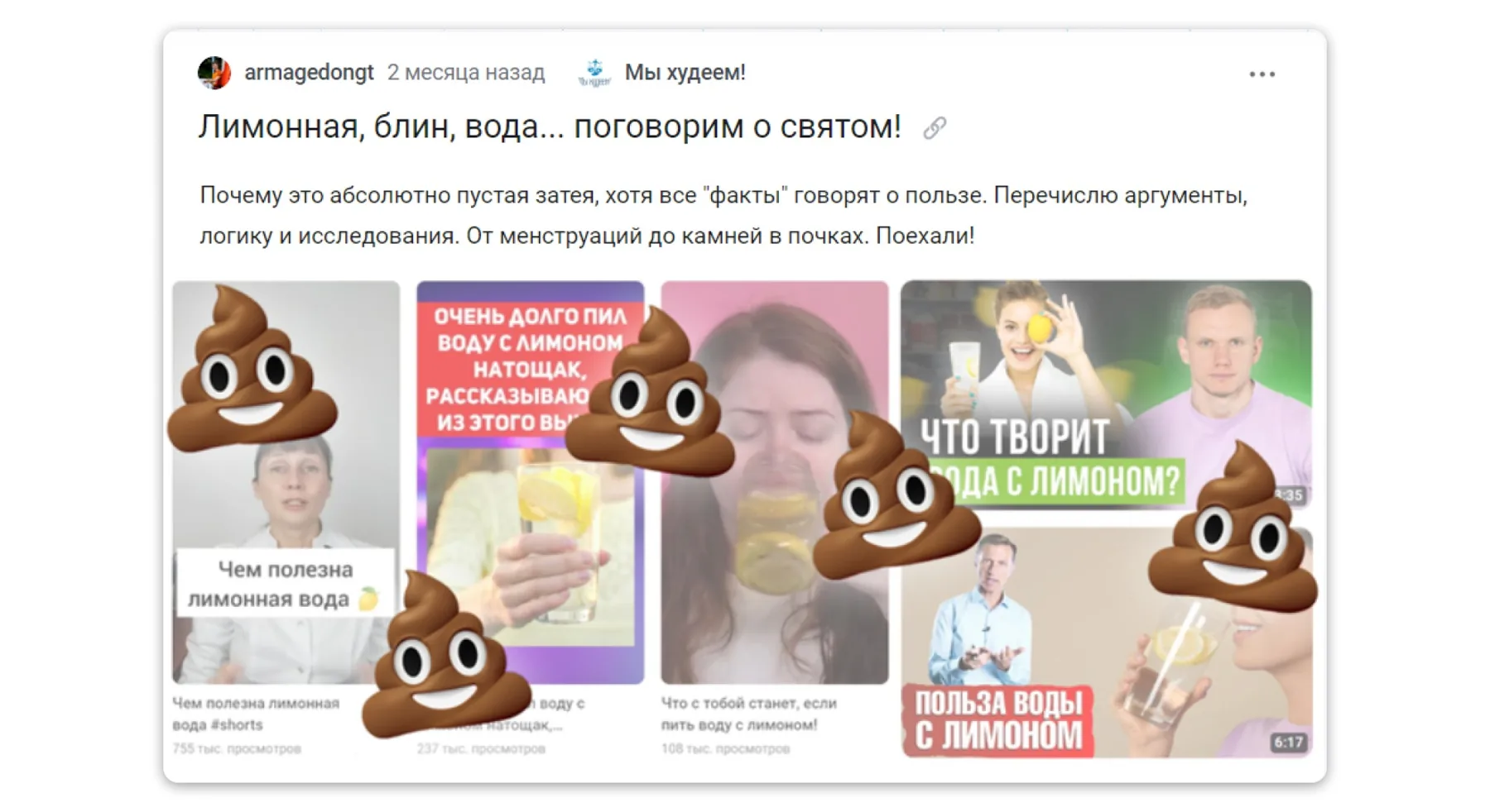 Авторский коллаж к разбору утверждений о лимонной воде