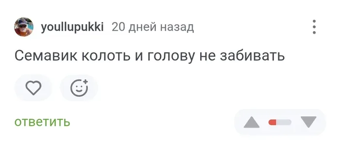Скриншот комментария: «Семавик колоть и голову не забивать»
